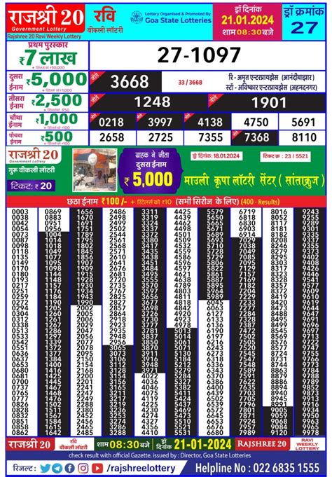 rajshree lottery draw|Result Chart .